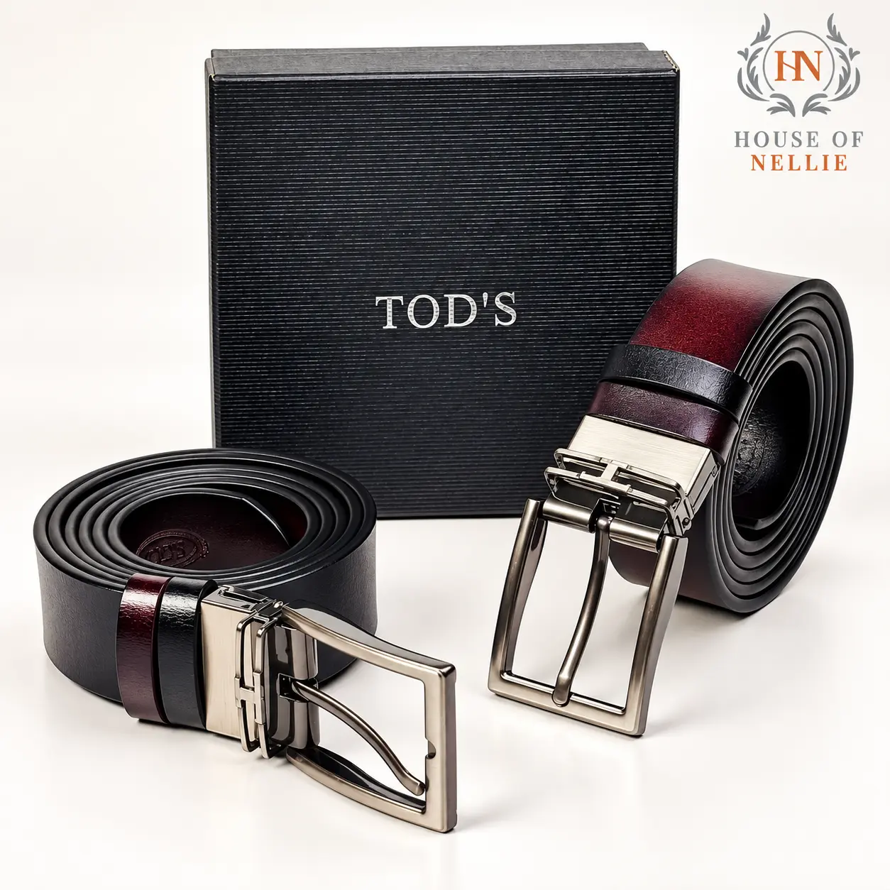 Tod's Reversible Leather Belt Set
